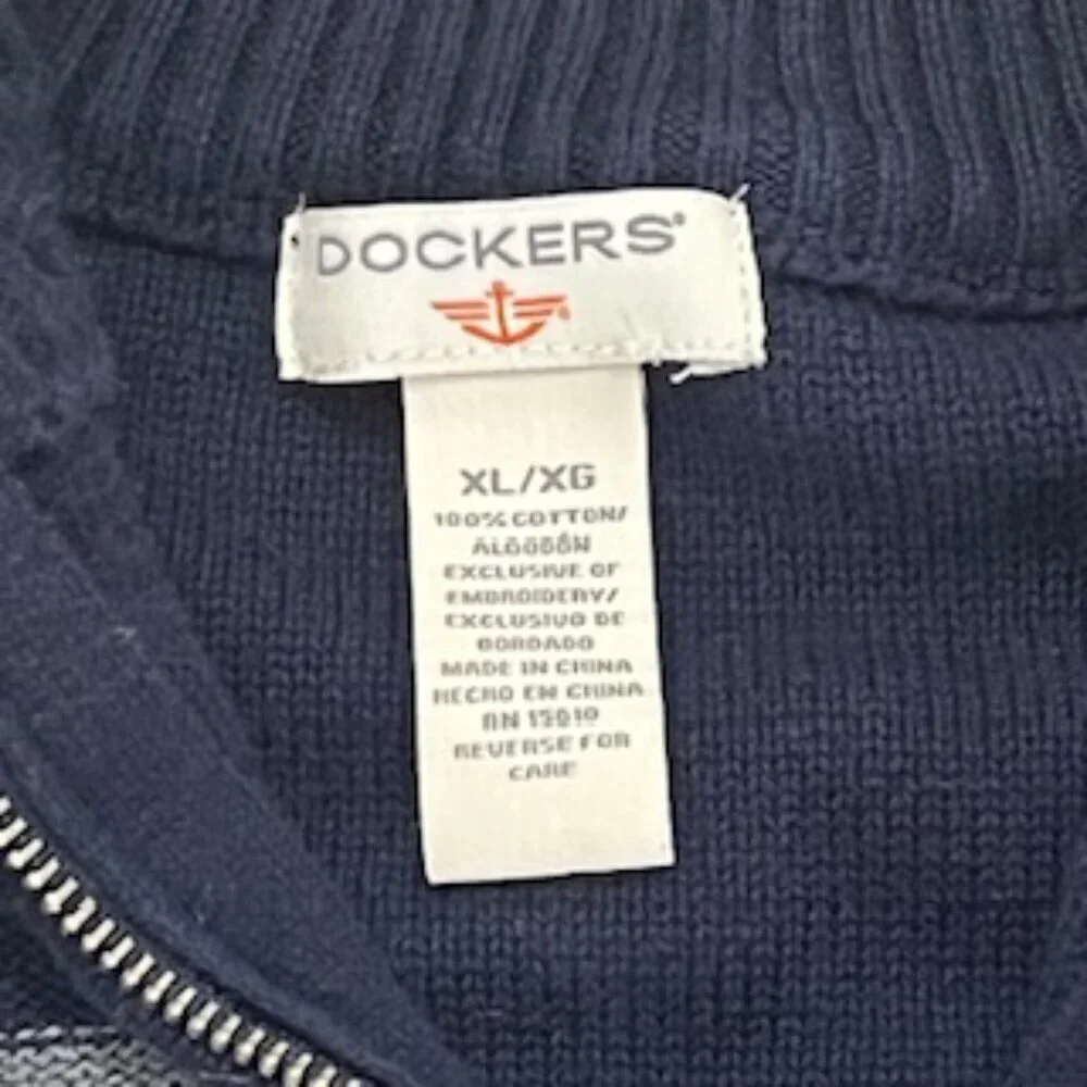 Dockers 1/4 Zip‎ Pullover  Mens XL Cotton Long Sleeve Blue Sweater